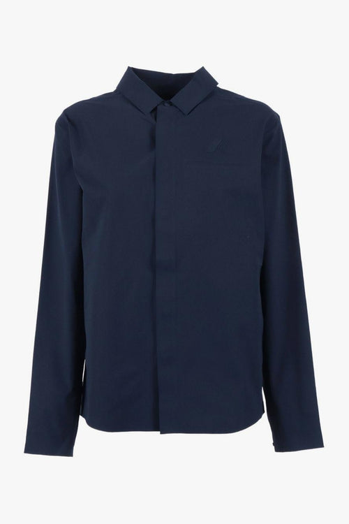 Camicia Blu Uomo Chiusura Nascosta