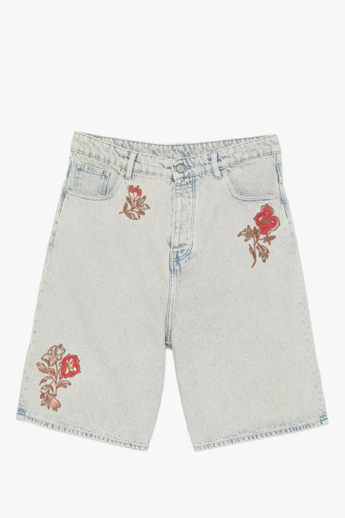Short Denim Ricamati Uomo Blu