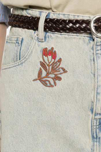 Short Denim Ricamati Uomo Blu - 2