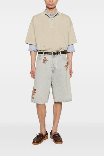 Short Denim Ricamati Uomo Blu - 3