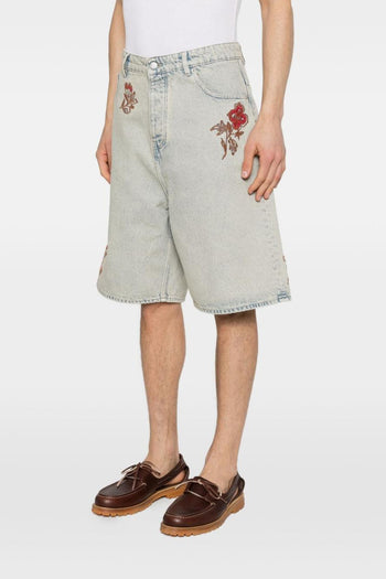 Short Denim Ricamati Uomo Blu - 5