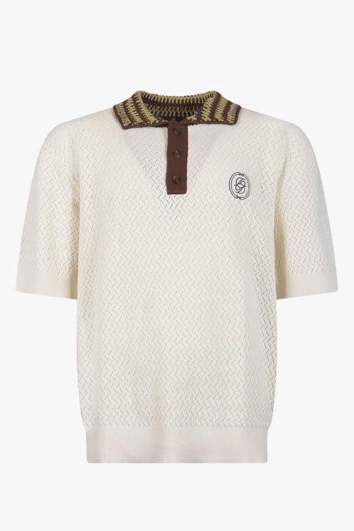 Polo Colletto Crochet Uomo Bianco