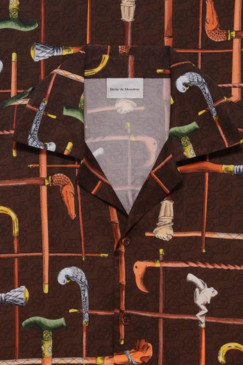Camicia Stampa Bastoni Uomo Marrone - 2