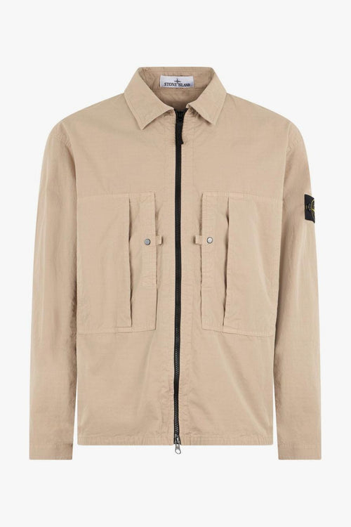 Camicia Tasche Applicate Uomo Marrone