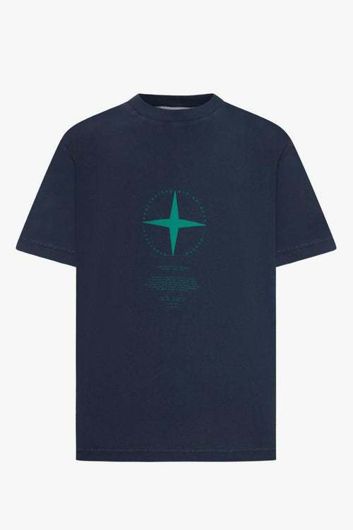 T-Shirt Blu Uomo Stampa Bussola