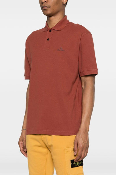 Polo Rosso Uomo Patch Logo