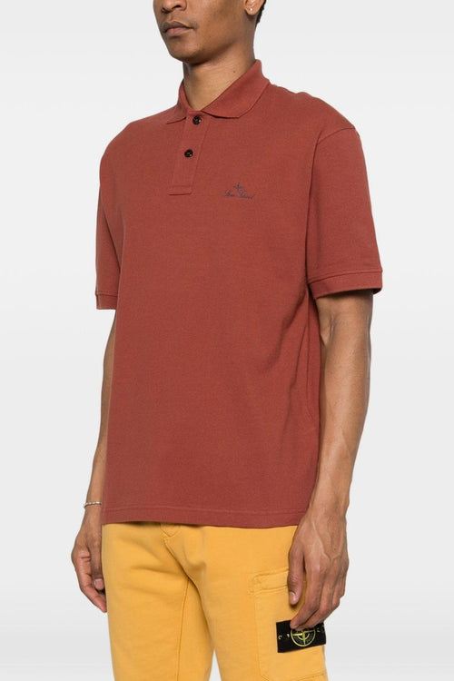 Polo Rosso Uomo Patch Logo