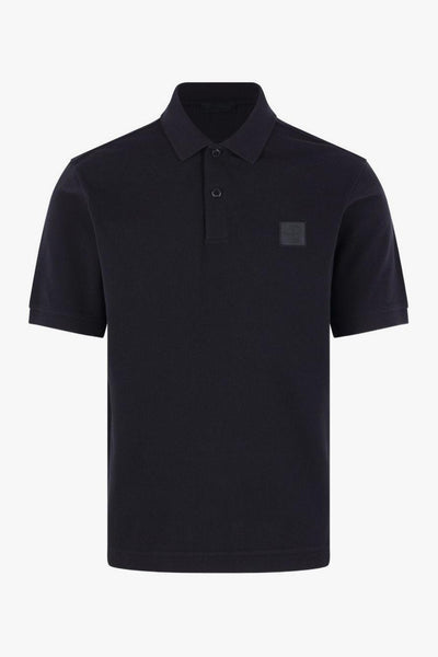 Polo Nero Uomo Patch Logo