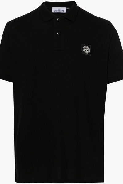 Polo Nero Uomo Patch Compass