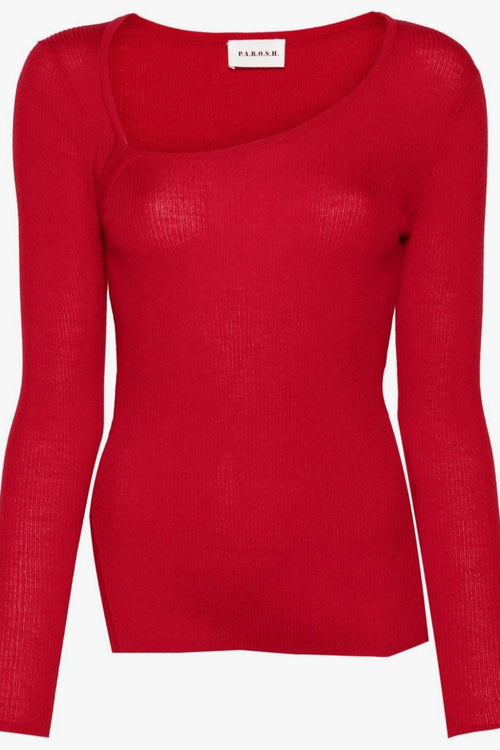 Maglia Rosso Donna a coste