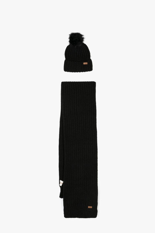 Set Sciarpa e Cappello Nero Donna Patch Logo