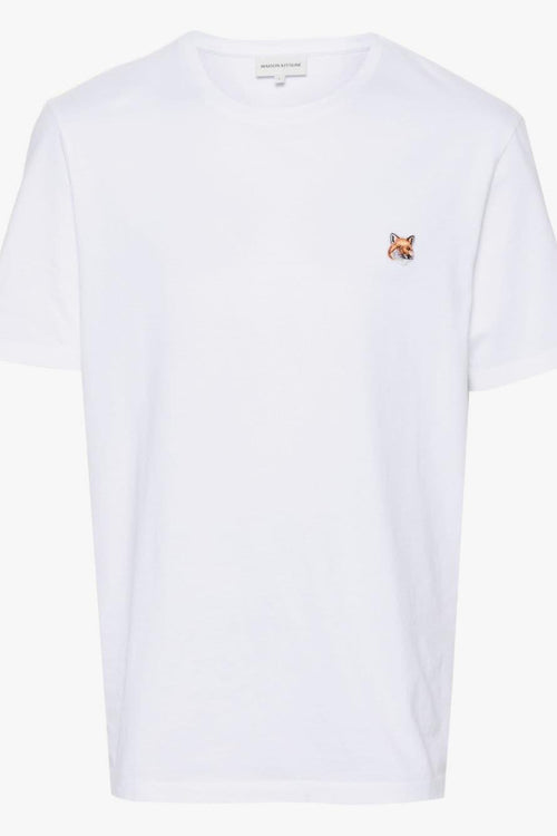 T-shirt Bianco Uomo Micro Ricamo Testa Volpe