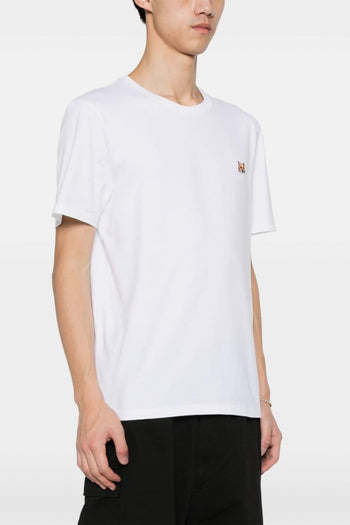 T-shirt Bianco Uomo Micro Ricamo Testa Volpe - 3