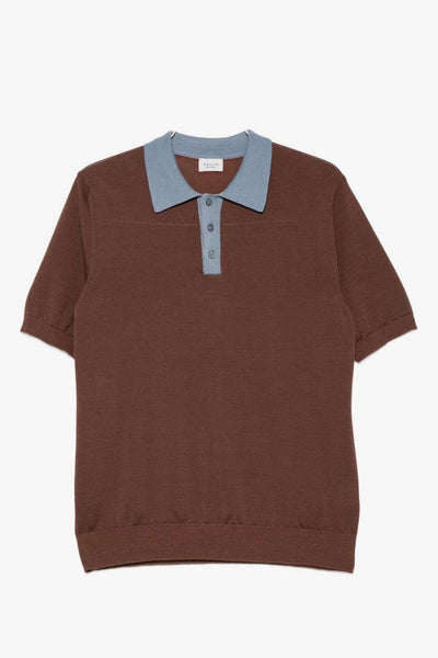 Polo Tre Bottoni Uomo Marrone