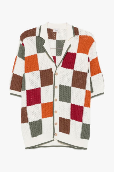 Cardigan a Quadri Uomo Multicolore