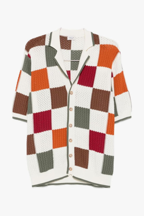 Cardigan a Quadri Uomo Multicolore