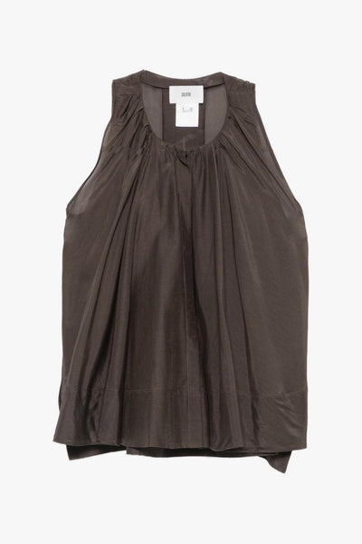 Top Rouches Donna Marrone