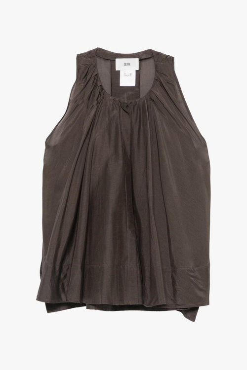 Top Rouches Donna Marrone