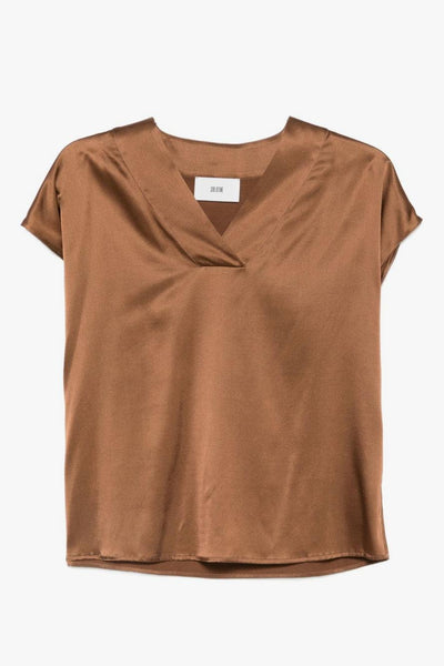 Top Scollo a V Donna Marrone