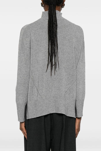 Maglia Grigio Donna Collo a Cratere - 3