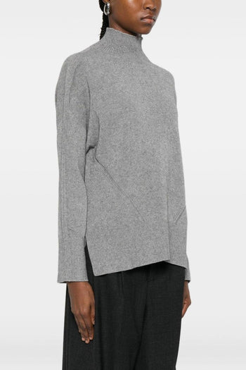 Maglia Grigio Donna Collo a Cratere - 4