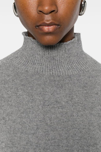 Maglia Grigio Donna Collo a Cratere - 5