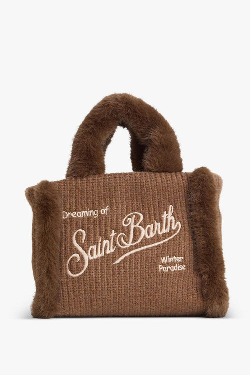 Saint Barth Borsa Marrone Donna Vanity Mini Shearling Rib