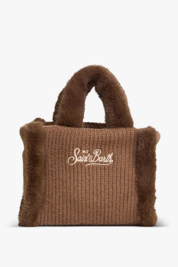 Saint Barth Borsa Marrone Donna Vanity Mini Shearling Rib - 3