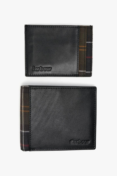 Portafogli Portacarte Nero Uomo Set Tartan