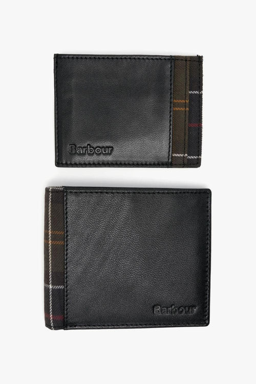 Portafogli Portacarte Nero Uomo Set Tartan