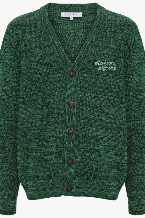 Cardigan Verde Uomo Ricamo Logo