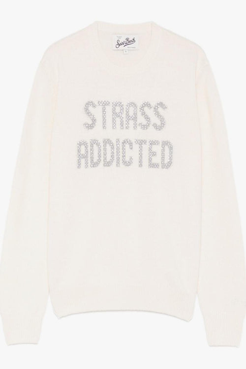 Saint Barth Maglia Beige Donna Stress Addicted