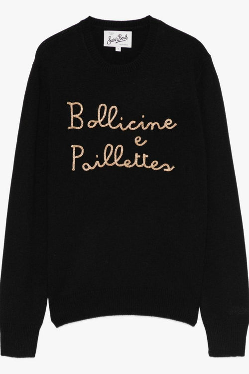 Saint Barth Maglia Nero Donna Bollicine e Paillettes