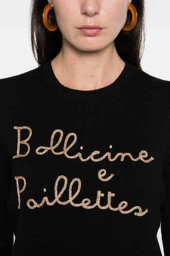 Saint Barth Maglia Nero Donna Bollicine e Paillettes - 2
