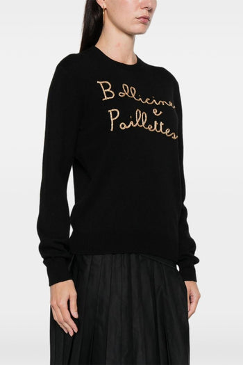 Saint Barth Maglia Nero Donna Bollicine e Paillettes - 5