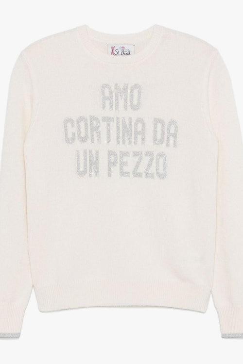 Saint Barth Maglia Bianco Donna Amo Cortina Da Un Pezzo