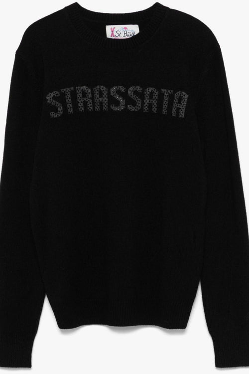 Saint Barth Maglia Nero Donna Strassata