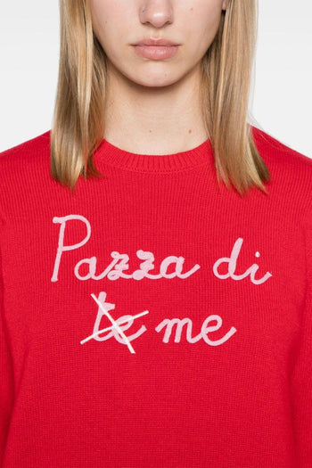 Saint Barth Maglia Rosso Donna Pazza Di Me - 5