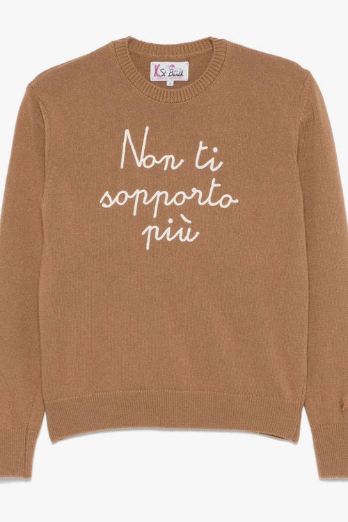 Saint Barth Maglia Marrone Donna Ricamo Non Ti Sopporto Più