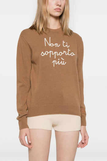 Saint Barth Maglia Marrone Donna Ricamo Non Ti Sopporto Più - 2