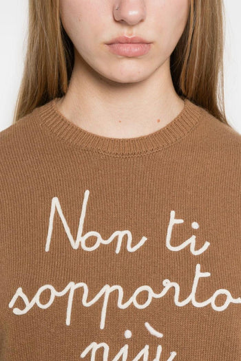 Saint Barth Maglia Marrone Donna Ricamo Non Ti Sopporto Più - 4