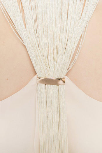 Abito Scollo a V Donna Beige - 3