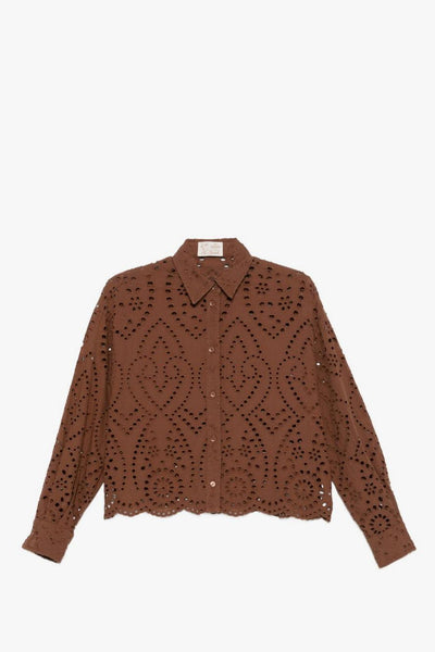 Saint Barth Camicia Oriane Sangallo Donna Marrone