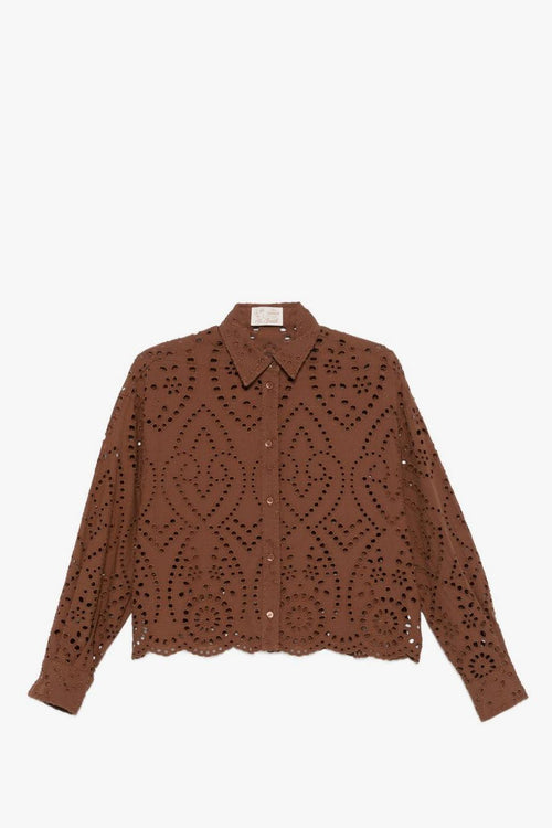 Saint Barth Camicia Oriane Sangallo Donna Marrone