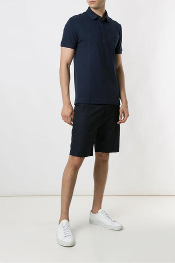 Uomo Polo Blu Regular Fit Piqué Elasticizzato Paris - 3