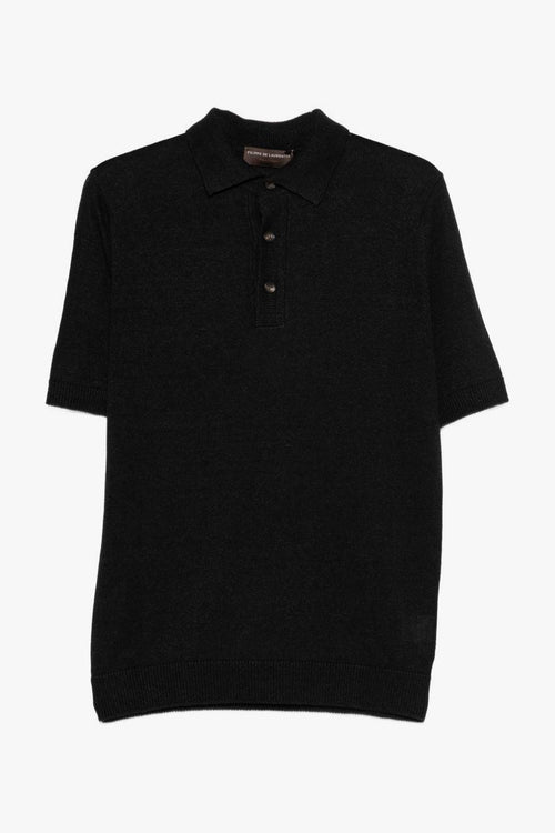 Polo Lino Uomo Nero