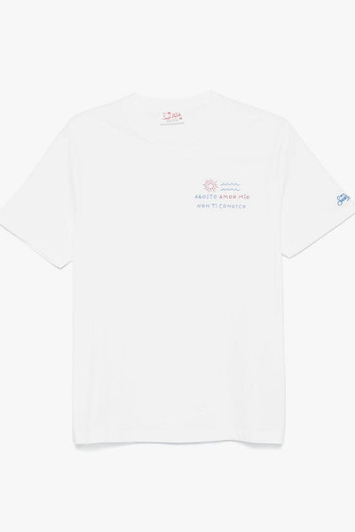 Saint Barth Uomo T-shirt Bianco Agosto Amor Mio Non Ti Conosco
