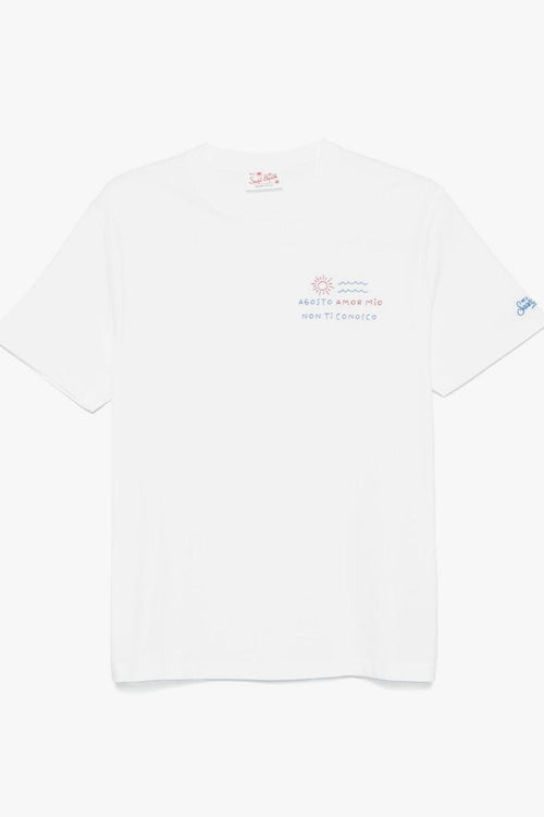 Saint Barth Uomo T-shirt Bianco Agosto Amor Mio Non Ti Conosco