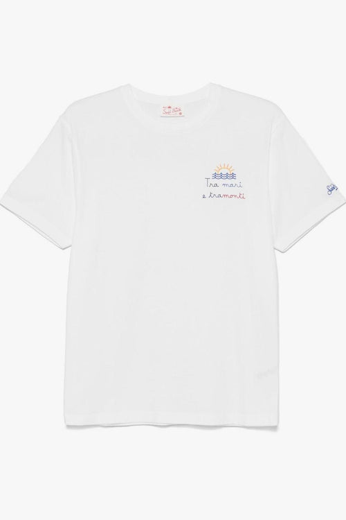 Saint Barth Uomo T-shirt Bianco Tra Mare e Tramonti