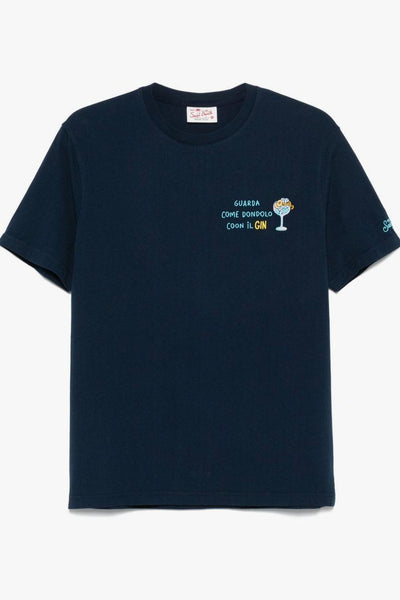 Saint Barth Portofino Uomo T-shirt Blu Motivo Gin